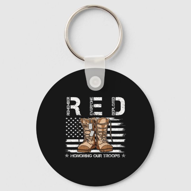 Red friday honoring troops remember everyone key ring (Front)