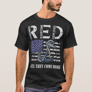 Red Friday Military Deployed Navy Soldier US Flag  T-Shirt