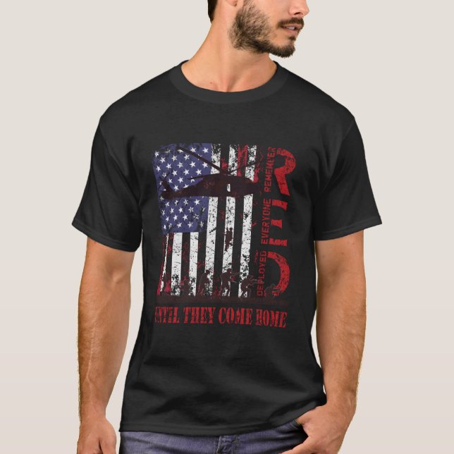 Red Friday Military Remember Everyone Deployed Arm T-Shirt (Front)