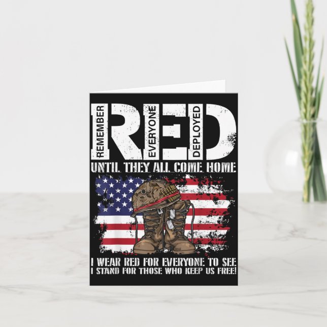 Red Friday Military Wear Red Support Troops Flag Card (Front)
