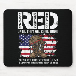 Red Friday Military Wear Red Support Troops Flag Mouse Pad