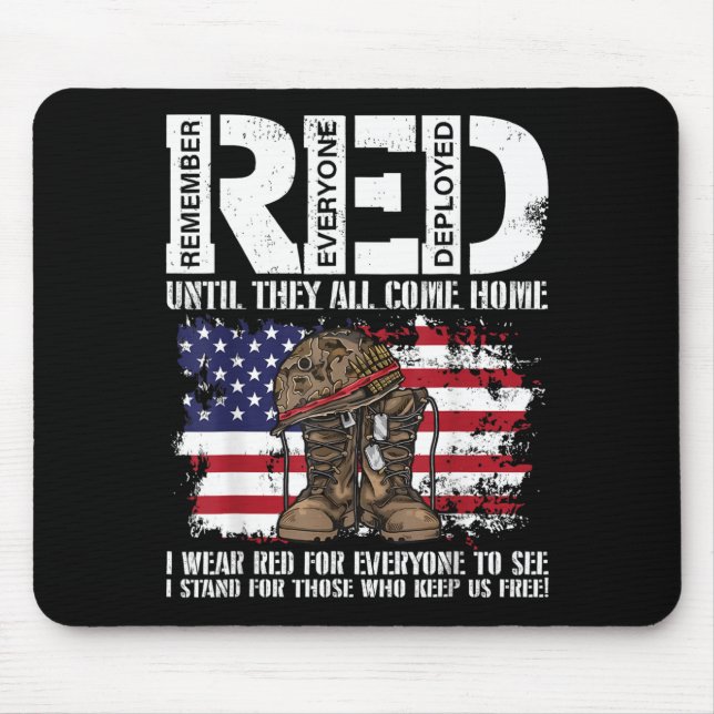 Red Friday Military Wear Red Support Troops Flag Mouse Pad (Front)
