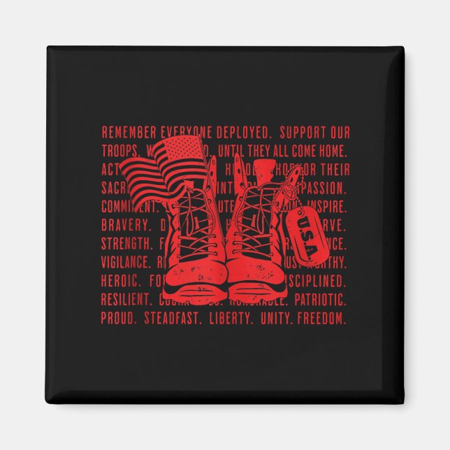 Red friday remember everyone deployed support men magnet (Front)