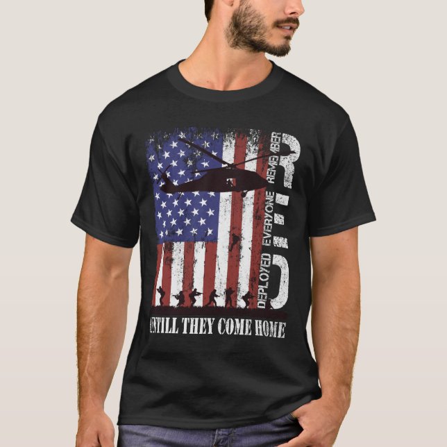RED Friday Remember Everyone Deployed US Flag Army T-Shirt (Front)