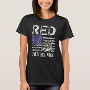 Red Friday Support Son American Flag Heart Militar T-Shirt