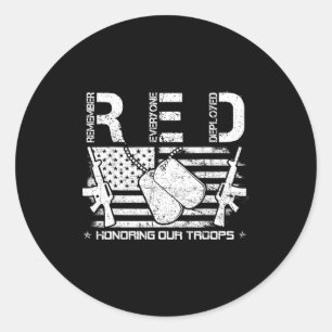 Red fridays remember everyone deployed honoring ou classic round sticker