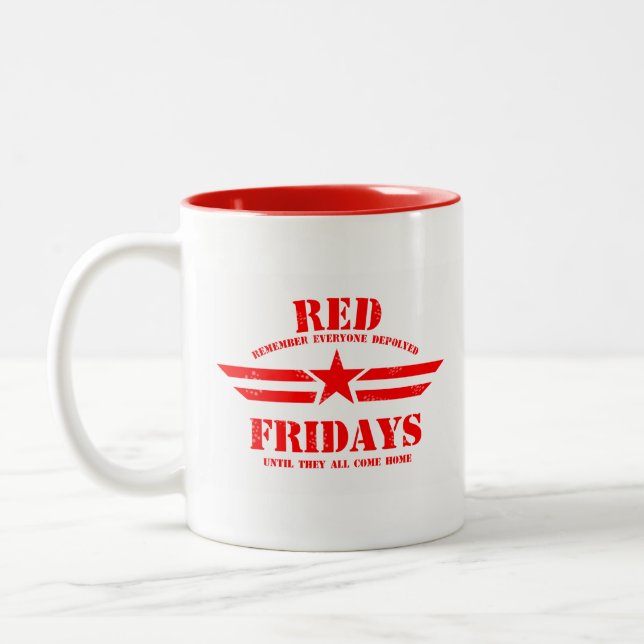 RED Fridays Remember Everyone Deployed Two-Tone Coffee Mug (Left)