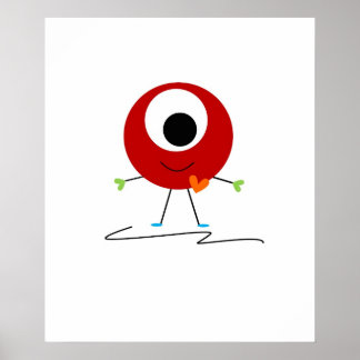 Red Friendly Monster Poster