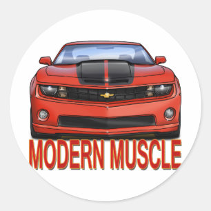 RED_FRONT_CAMARO.png Classic Round Sticker