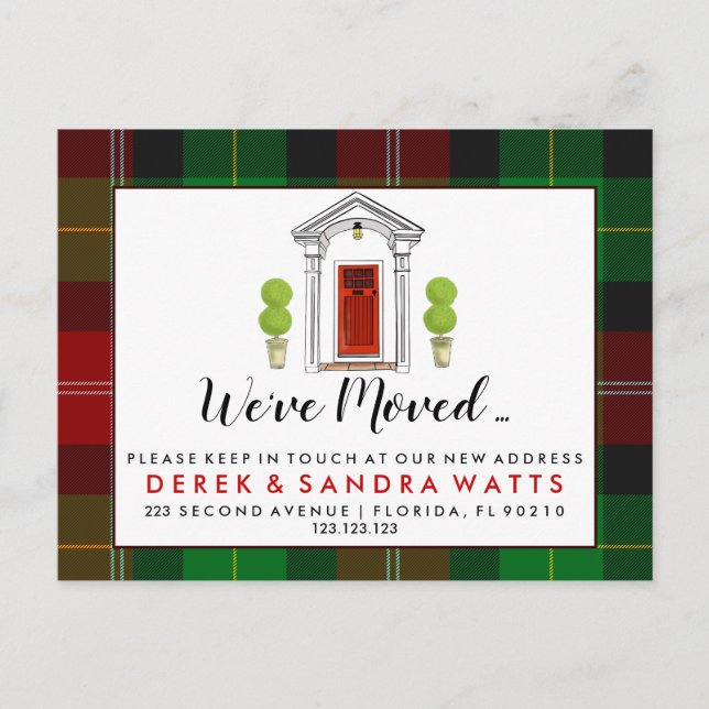 red front door Change of address we've moved scot Announcement Postcard (Front)