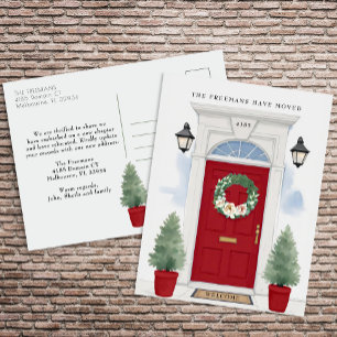 Red Front Door Moving Announcement Postcard