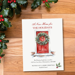 Red Front Door New Home for the Holidays Holiday Card
