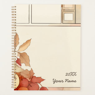 Red fruit and squares Watercolor layout Planner