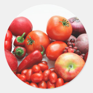 Red Fruit And Vegetables Classic Round Sticker