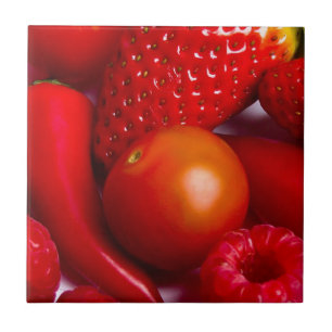 Red Fruit and Vegetables Tile/Trivet Tile