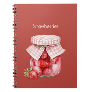 Red Fruit Strawberries Jar Notebook