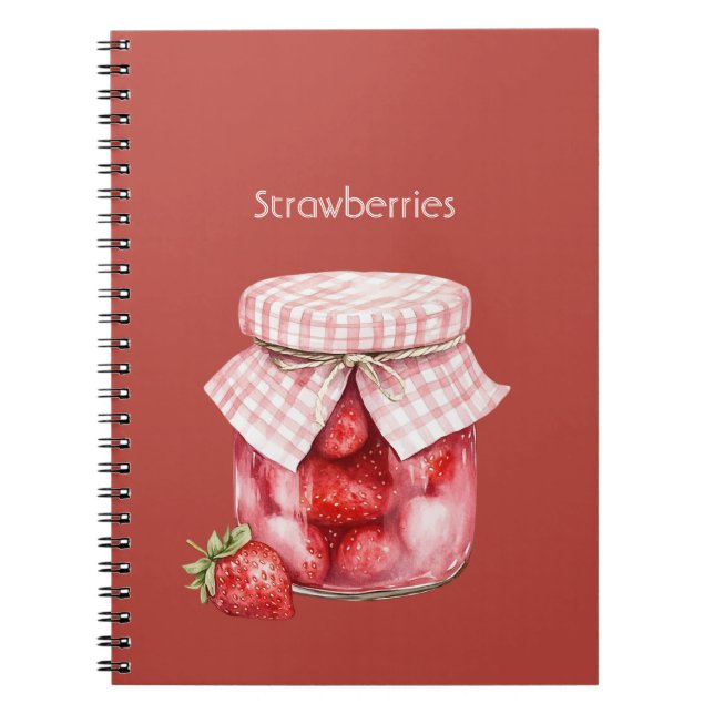 Red Fruit Strawberries Jar Notebook (Front)
