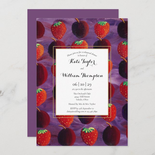 Red Fruits Country Elegant Rehearsal Dinner Invitation (Front/Back)