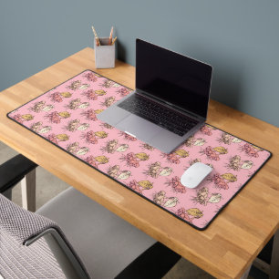Red Fuchsia Flowers Pattern Desk Mat