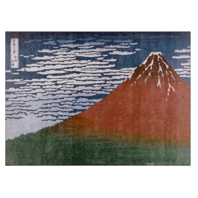 Red Fuji, Aka Fujiyama Volcano Katsushika Hokusai Cutting Board (Front)