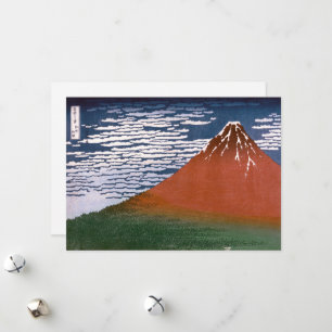 Red Fuji, Aka Fujiyama Volcano Katsushika Hokusai Holiday Card