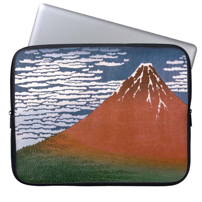 Red Fuji, Aka Fujiyama Volcano Katsushika Hokusai Laptop Sleeve (Front)