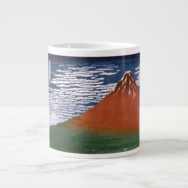 Red Fuji, Aka Fujiyama Volcano Katsushika Hokusai Large Coffee Mug (Front)