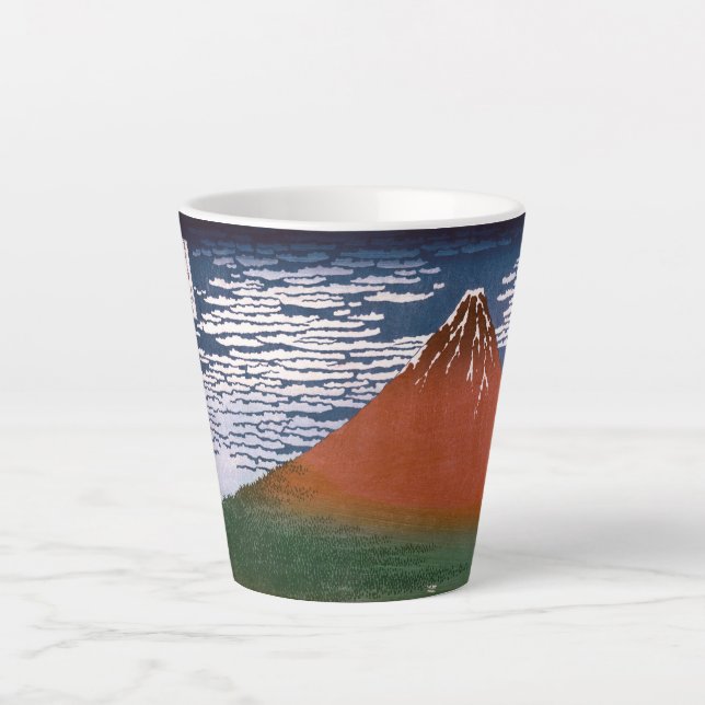 Red Fuji, Aka Fujiyama Volcano Katsushika Hokusai Latte Mug (Front)