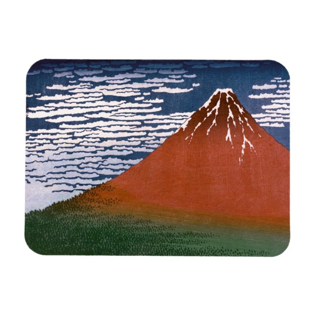 Red Fuji, Aka Fujiyama Volcano Katsushika Hokusai Magnet (Horizontal)