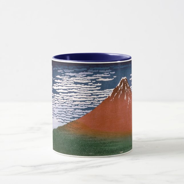 Red Fuji, Aka Fujiyama Volcano Katsushika Hokusai Mug (Center)