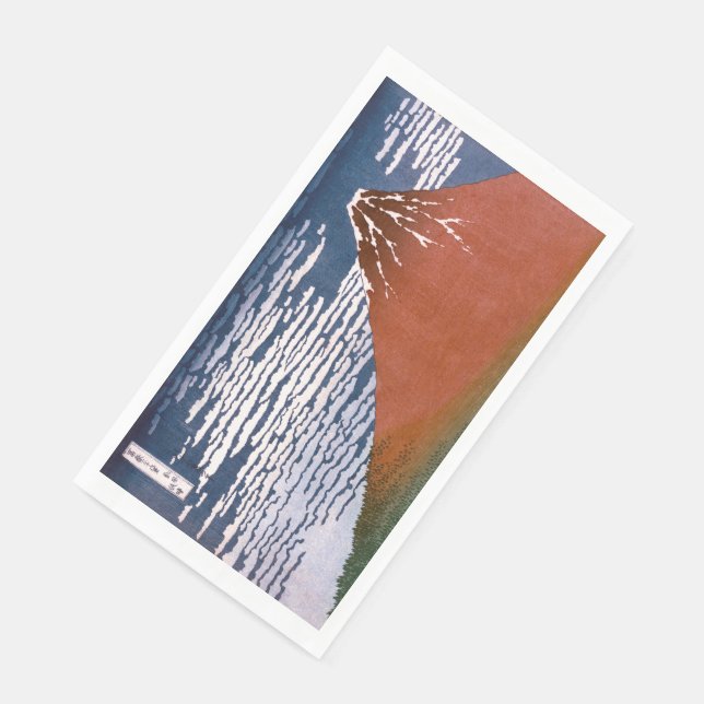 Red Fuji, Aka Fujiyama Volcano Katsushika Hokusai Napkin (Corner)