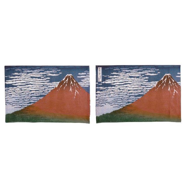 Red Fuji, Aka Fujiyama Volcano Katsushika Hokusai Pillowcase (Front-Set)