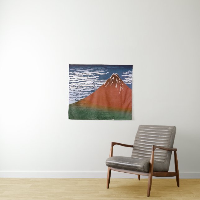 Red Fuji, Aka Fujiyama Volcano Katsushika Hokusai Tapestry (In Situ (Horizontal))