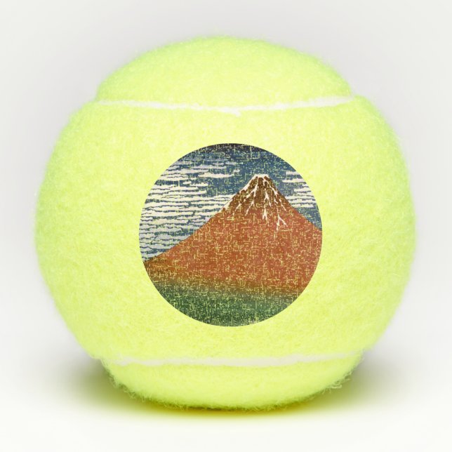 Red Fuji, Aka Fujiyama Volcano Katsushika Hokusai Tennis Balls (Front)