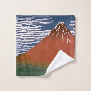 Red Fuji, Aka Fujiyama Volcano Katsushika Hokusai Wash Cloth