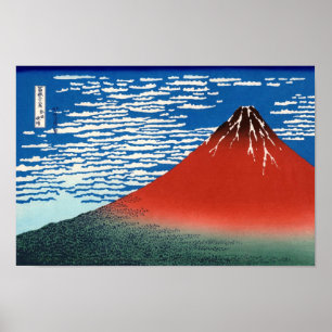 Red Fuji Hokusai Japanese Fine Art Poster