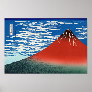 Red Fuji Hokusai Japanese Fine Art Poster