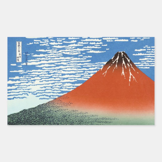 Red Fuji southern wind clear morning Rectangular Sticker (Front)
