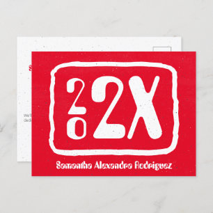 Red Funky Class Year Graduation Postcard