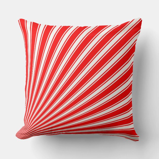 Red Funky Sun Rays Background Cushion (Front)