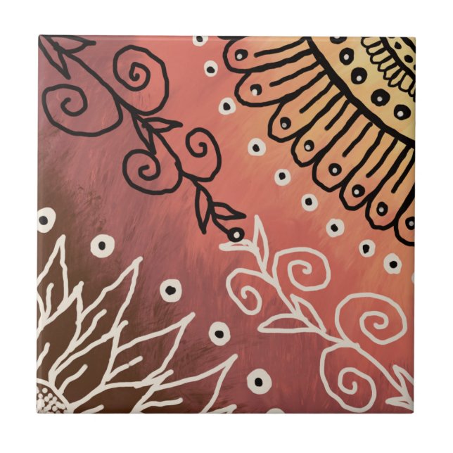 Red Funny Art Pattern Ceramic Tile (Front)
