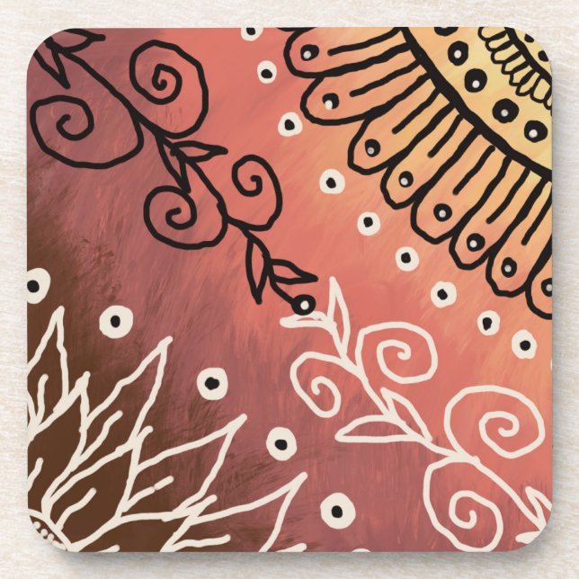 Red Funny Art Pattern Coaster (Front)