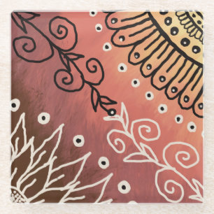 Red Funny Art Pattern Glass Coaster