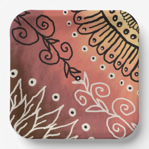 Red Funny Art Pattern Paper Plate