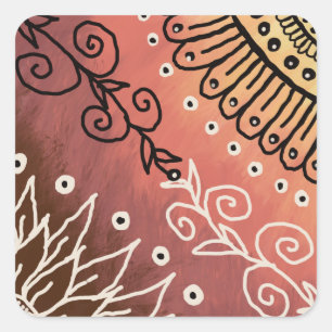 Red Funny Art Pattern Square Sticker