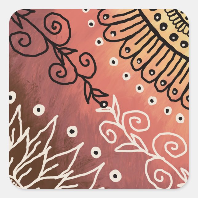 Red Funny Art Pattern Square Sticker (Front)