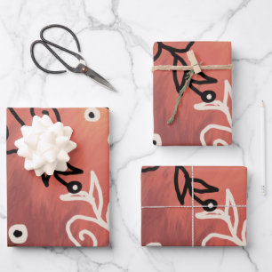 Red Funny Art Pattern Wrapping Paper Sheet