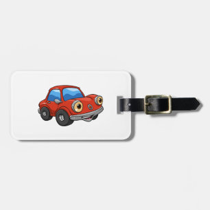Red Funny car cartoon - Choose background colour Luggage Tag