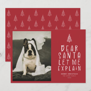 Red Funny Dear Santa Photo Christmas Holiday Card