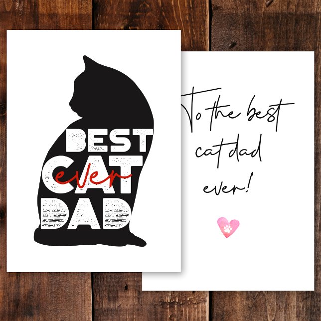 Red Funny Father's Day Best Cat Dad Ever Holiday Card (Creator Uploaded)